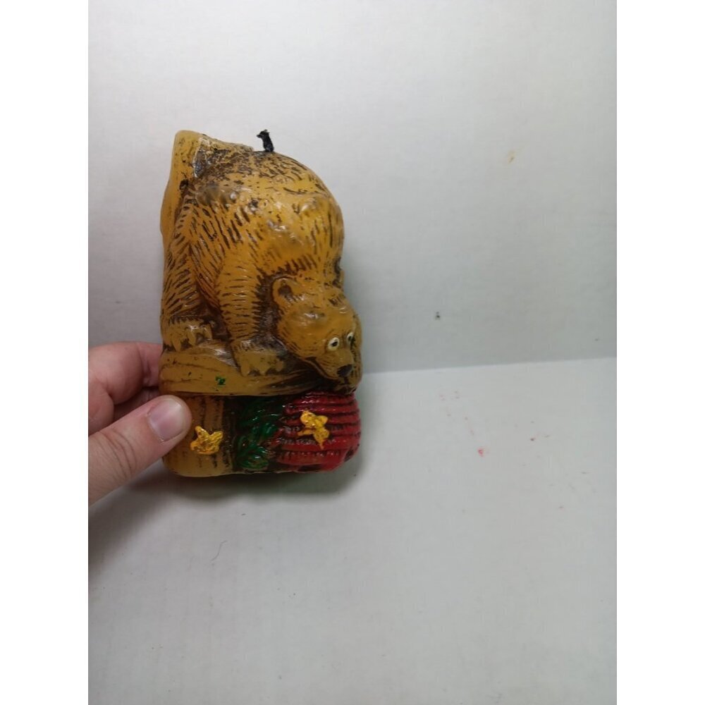 Vintage 1978 Bear And Honey Jar Wax Candle Country Cottagecore Kitch